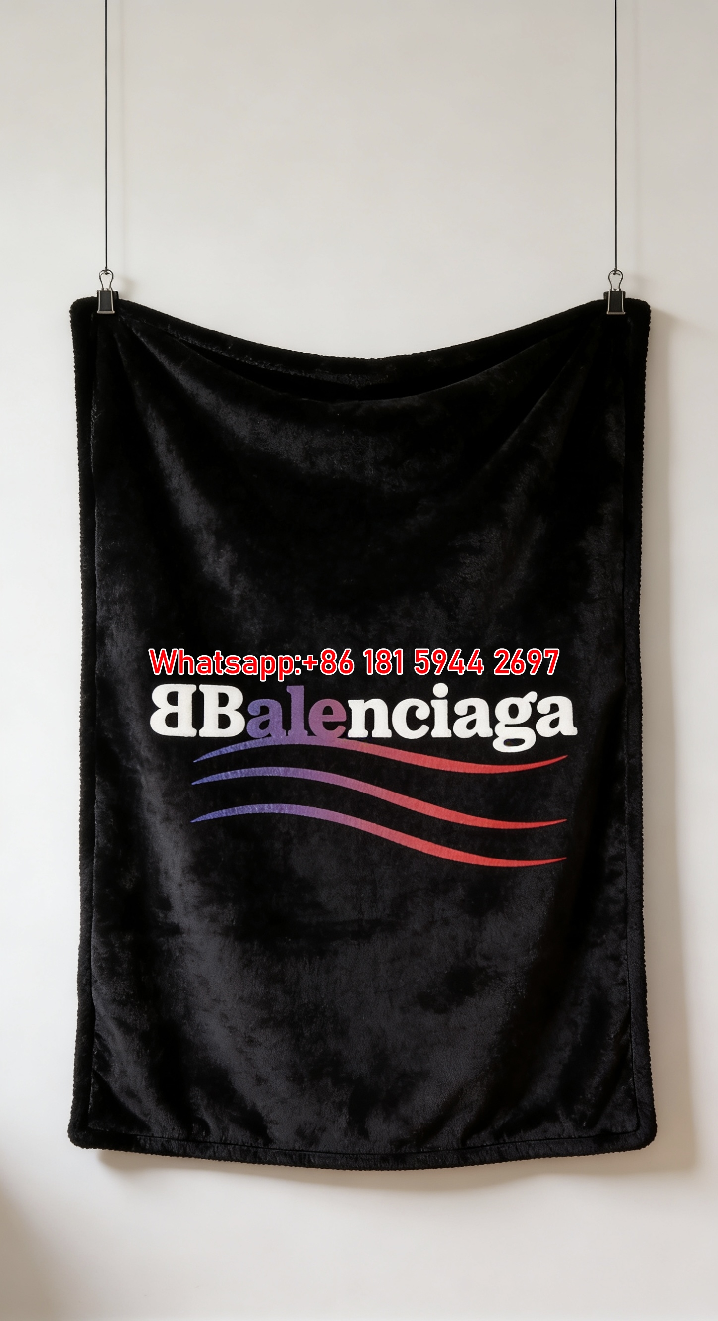 Balenciaga Gradient Wave BB Logo Flannel Sofa Throw Blanket Luxury Brand Cover BA025